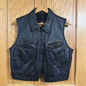Harley Davidson black leather women’s biker vest